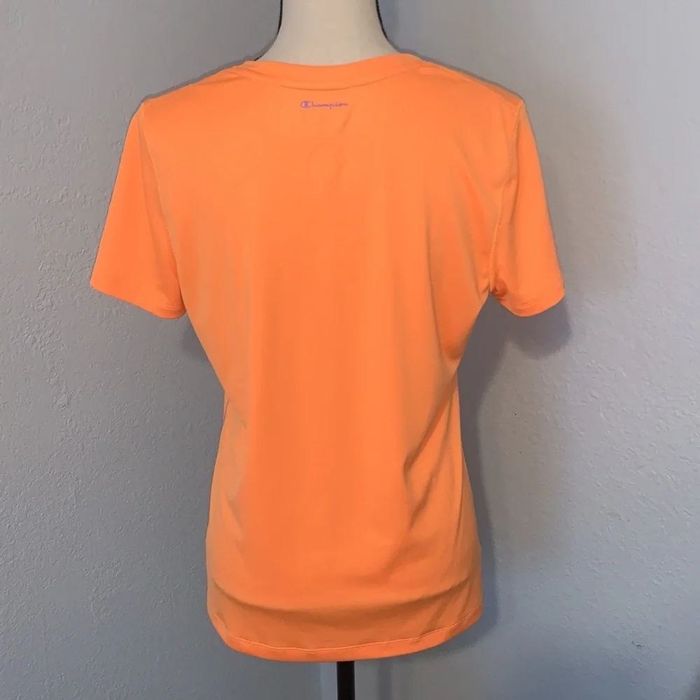 Champion Performance Orange V-Neck Short Sleeve Workout Shirt Size Large